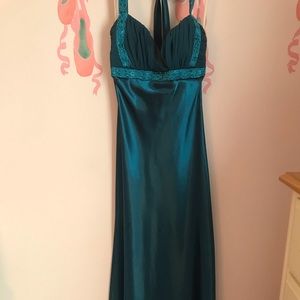 Teal floor length dress
